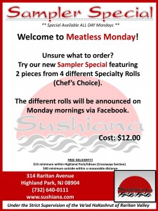 Sushiana meatless Monday special